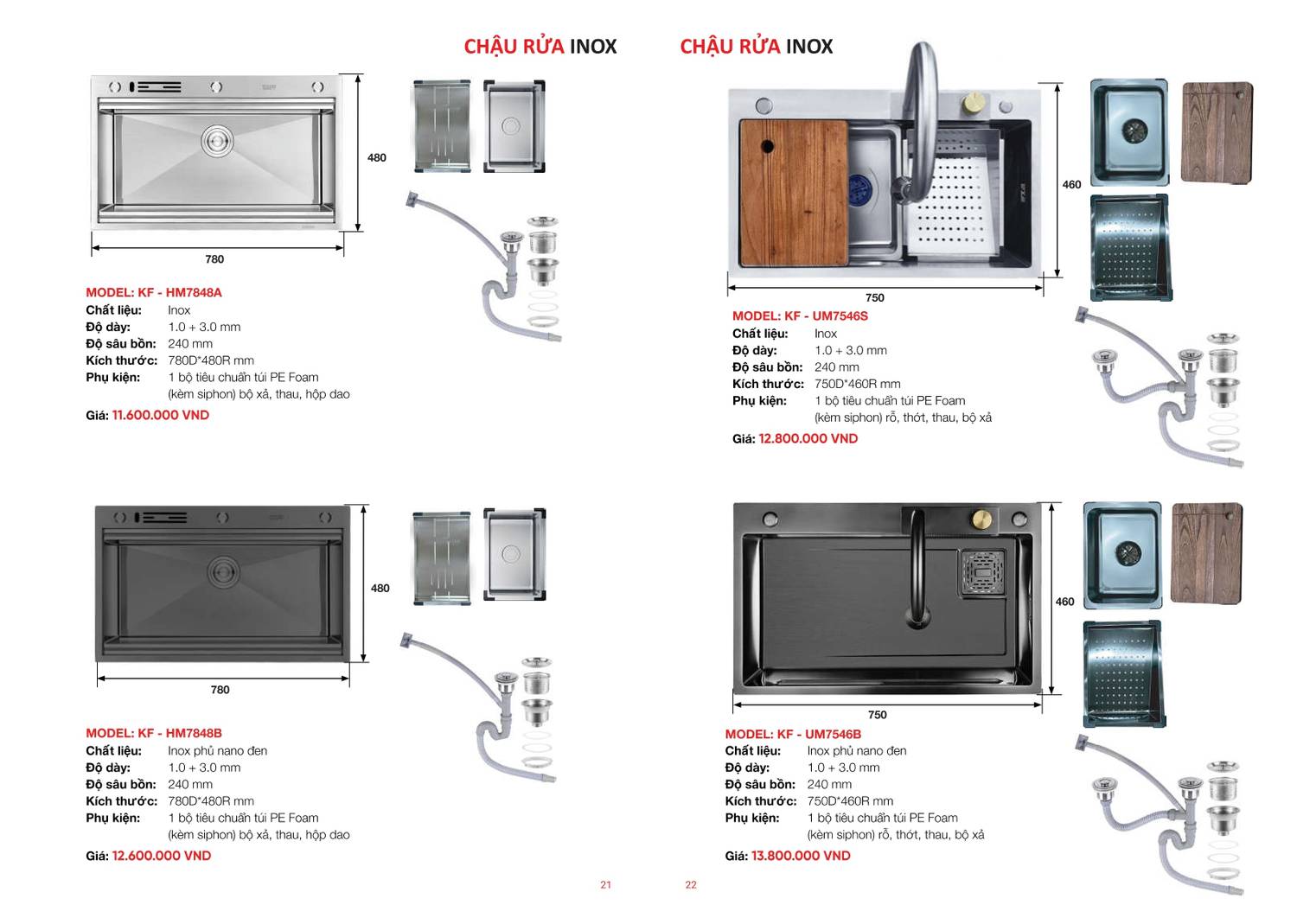 Chậu rửa chén và Vòi rửa chén KAFF Bảng giá và Catalogue mới nhất 2024 /Page 11